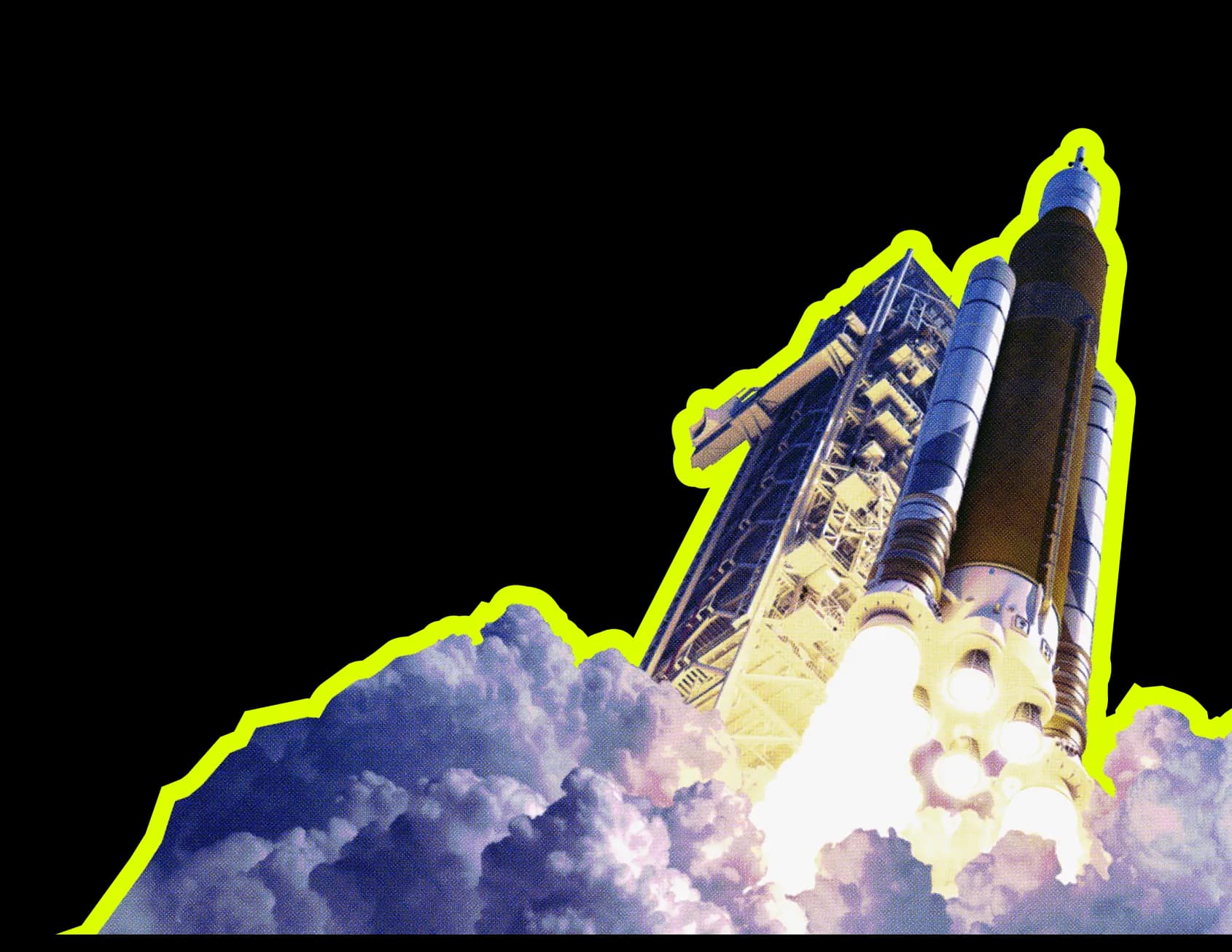 Cut out of a rocket blasting off